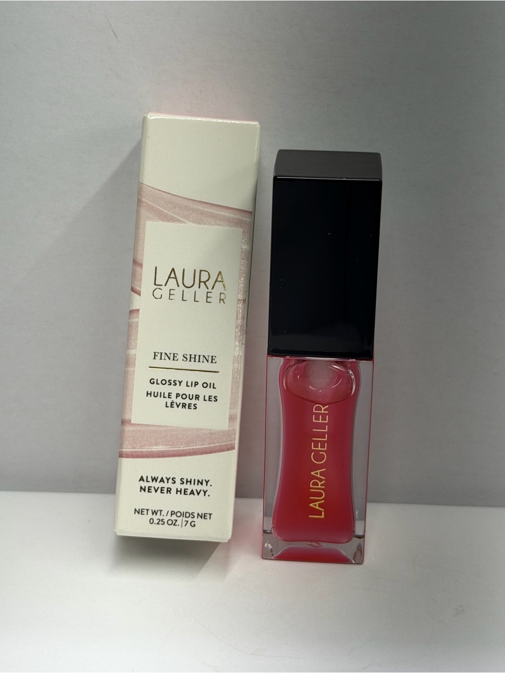 Laura Geller Fine Shine Glossy Lip Oil Sweet Pink 0.25 oz Full Size NIB